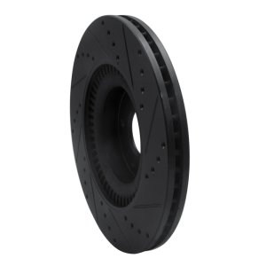 Genesis G80 Brake Rotor (1) - Front Left - R1 Concepts - Drilled & Slotted - Black - `11-`17